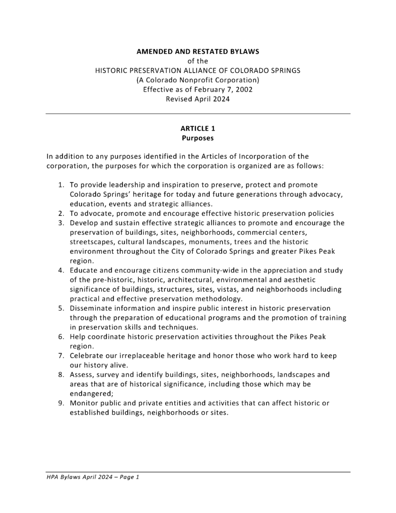 HPA Revised bylaws April 2024 Page